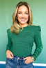 SSYS Lacey Stripe Crew Neck Long Sleeve Top In Green Navy