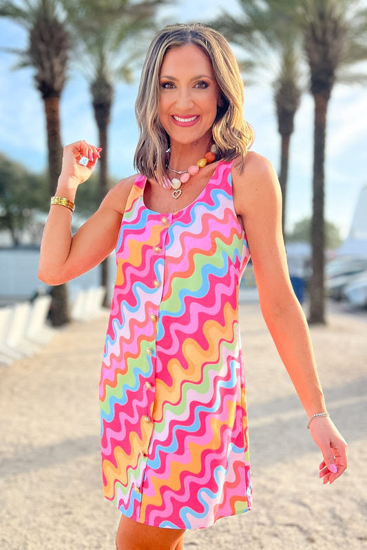 SSYS Lulu Multicolor Wavy Shift Dress