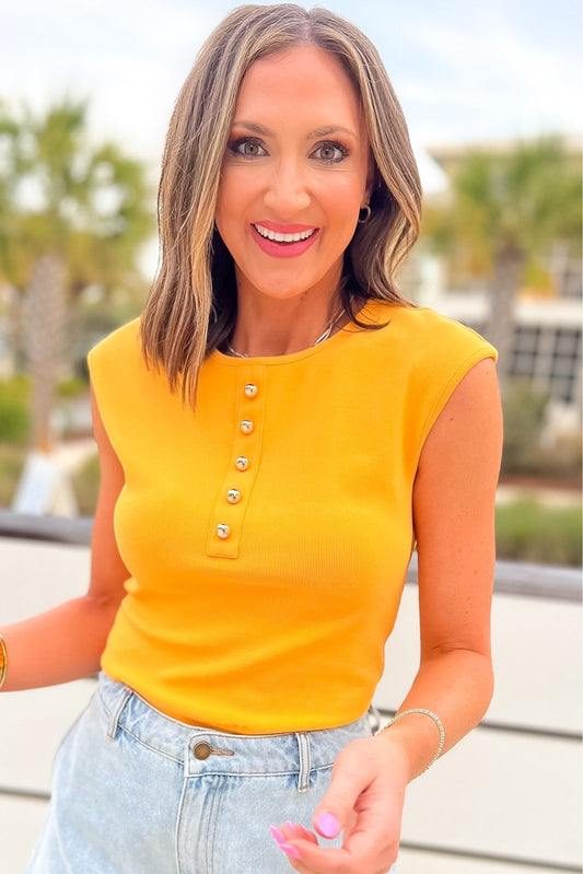 SSYS Cece Knit Cap Sleeve Top In Orange