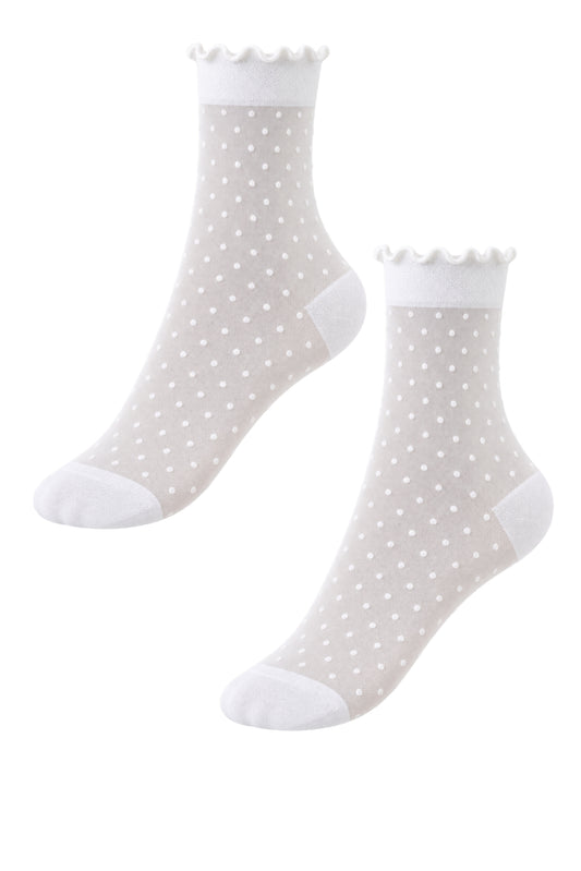 SSYS Ribbed Ruffle Lace Socks In Ivory