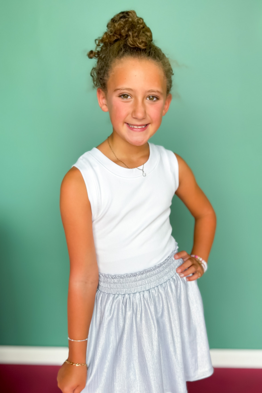 SSYS Kids Ribbed Crew Neck Sleeveless Tank In Ivory *FINAL SALE*