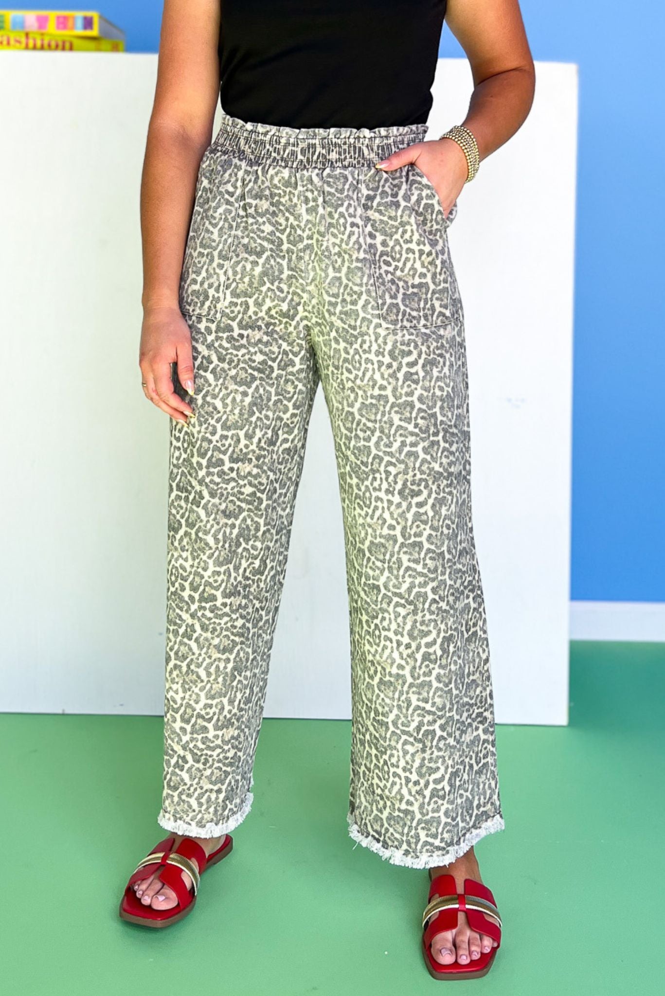 Animal Print Drawstring Waist Pants