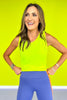 SSYS Lime Ruffle Racerback Honeycomb Active Tank Top