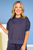 SSYS Crew Neck Short Sleeve Scuba Top In Navy, scuba drop, ssys must have, favorite fabric, ssys by mallory fitzsimmons