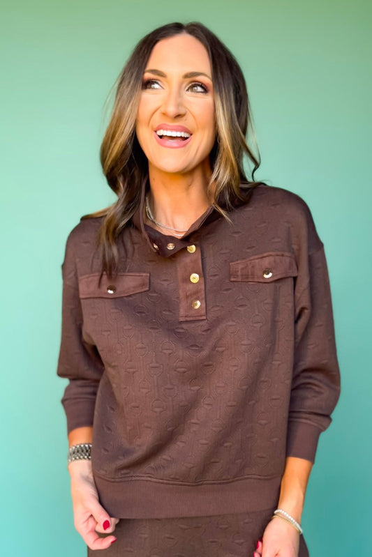 SSYS Delaney Horsebit Quilted Suede Trim Pullover In Brown