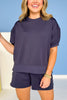 SSYS Scuba Shorts In Navy, scuba drop, easy to wear, must have, ssys favorite, ssys by mallory fitzsimmons