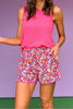 SSYS Cornflower Blue Pink Floral Printed Active Shorts *FINAL SALE*