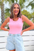 SSYS Signature U Line Built In Bra Tank Top In Baby Pink