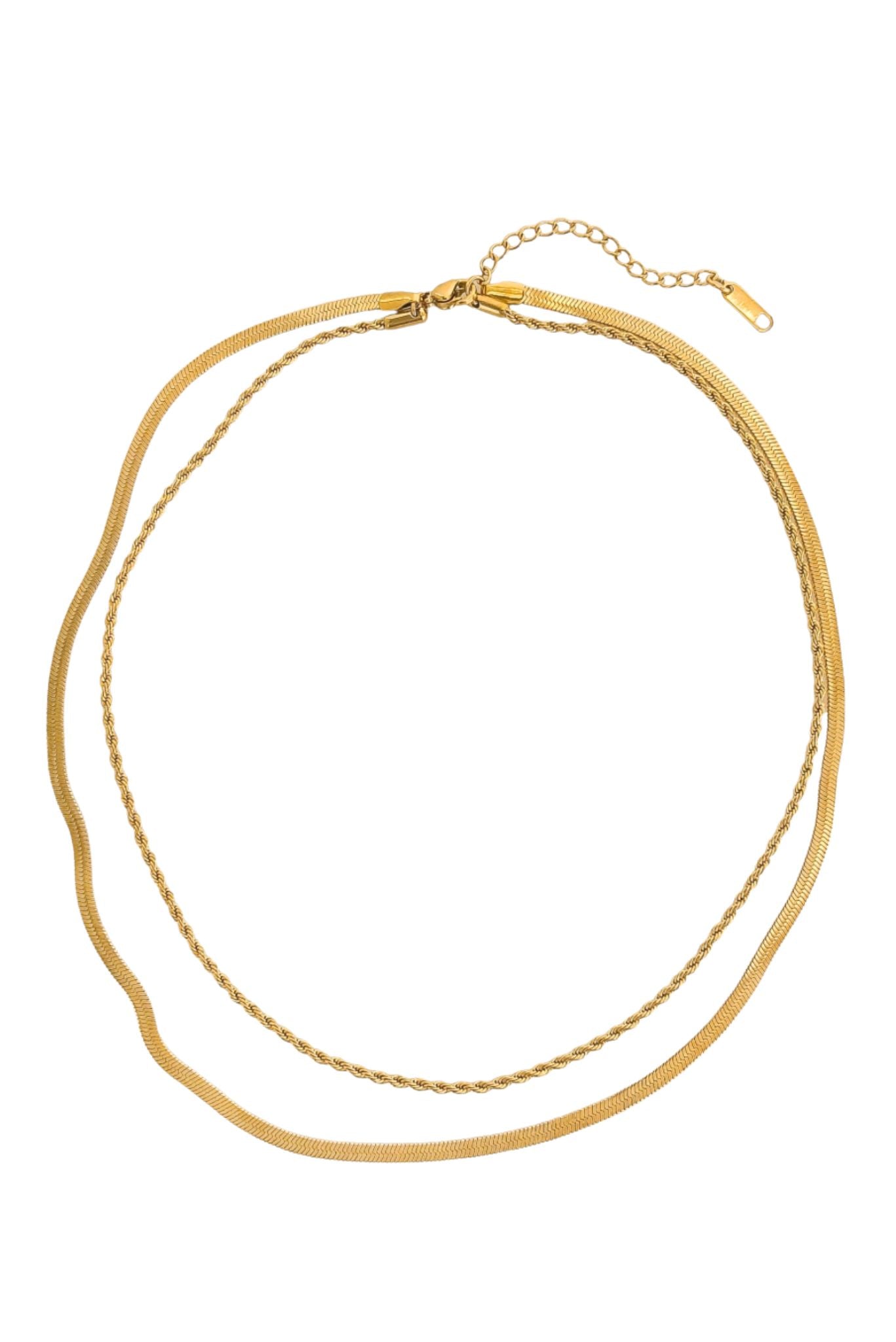 Gold Water Resistant Double Chain Necklace