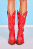 Red Starburst Tall Western Pointed Toe Boots