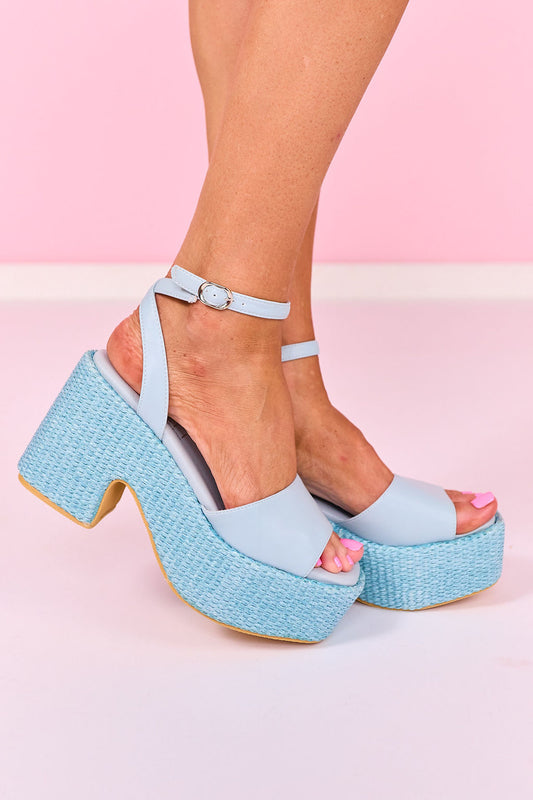 Powder Blue Ankle Strap Platform Sandals