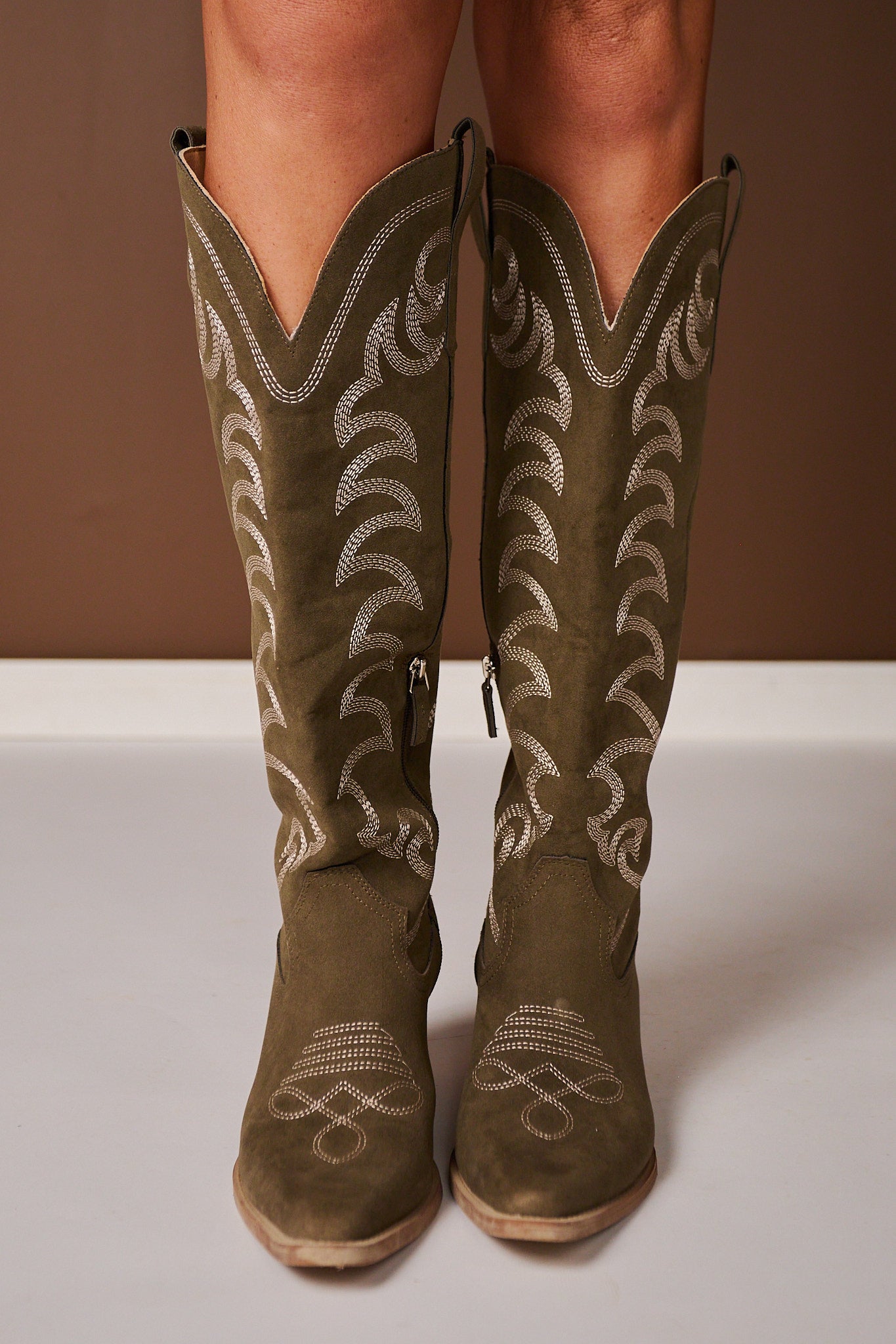 Olive Tall Western Boots