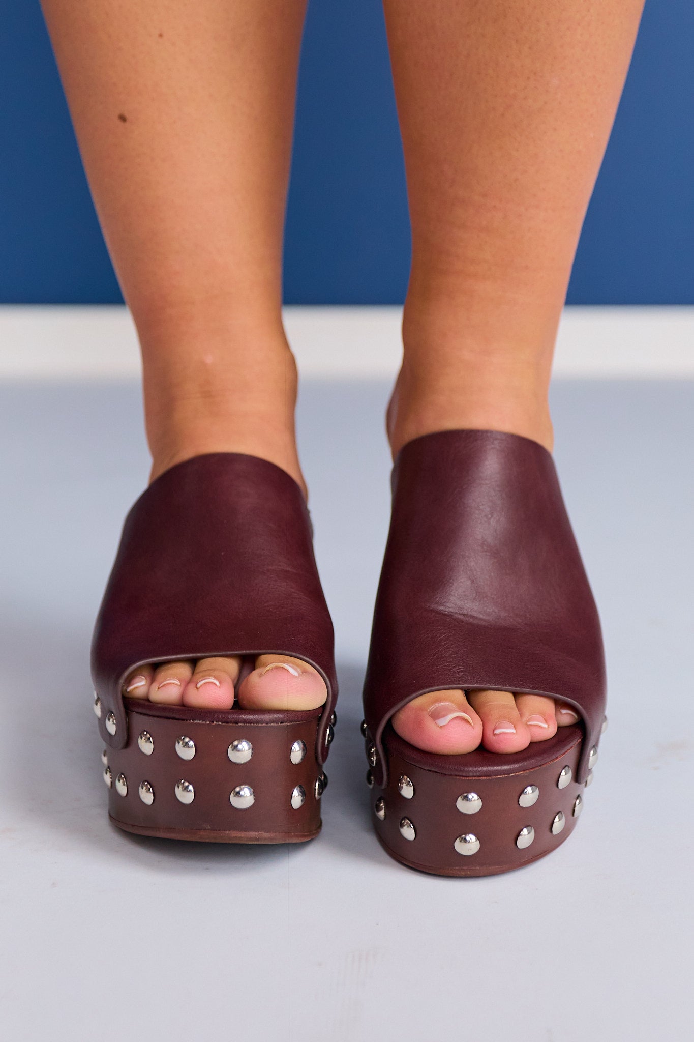 Shu Shop Chocolate Brown Platform Studded Clogs