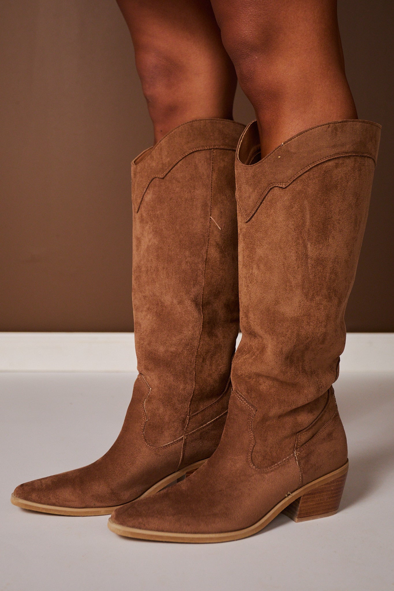 Brown Suede Knee High Boots