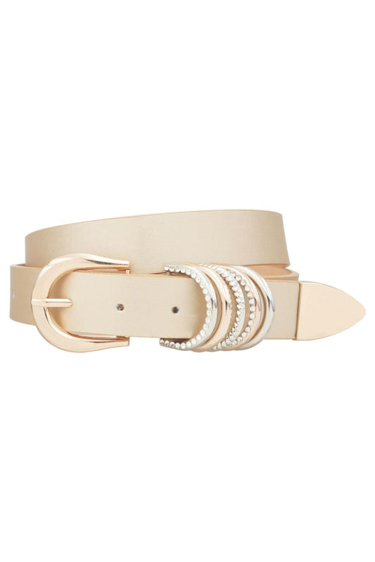 Gold Stacked Ring Buckle Belt