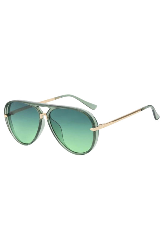 Green and Gold Aviator Sunglasses