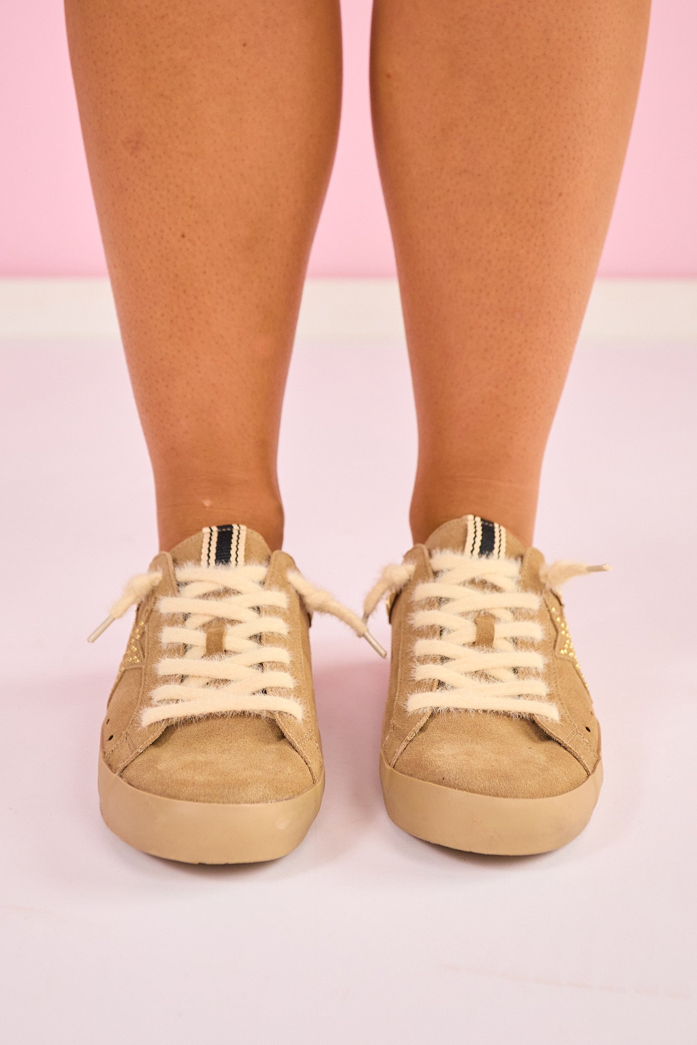 Shu Shop Camel Suede Studded Slip On Mule Sneakers