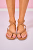 Tan Ankle Strap Toe Embellished Sandals