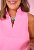 SSYS Peyton Sleeveless Scuba Frill Neck Top In Bright Pink