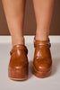 Matisse Cognac Buckle Platform Clog Mules