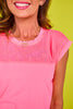 SSYS Short Sleeve Mesh Active Top In Bright Melon