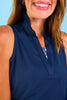SSYS Signature Navy Sleeveless Frill V Neck Active Top