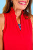 SSYS Signature Red Sleeveless Frill V Neck Active Top
