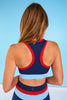 SSYS Red and Blue Colorblock Contrast Navy Sports Bra