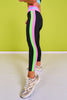 SSYS Pink and Baby Blue Colorblock Lime Contrast Black High Waist Leggings