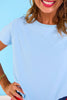 SSYS Signature Light Blue Short Sleeve Ribbed Top