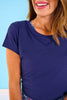 SSYS Signature Navy Short Sleeve Ribbed Top