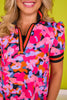 SSYS Neon Camo Print Puff Short Sleeve Collared Scuba Dress