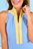 SSYS Lemon Yellow Contrast Half Zip Active Dress In Cornflower