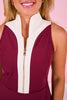 SSYS Contrast Half Zip Active Dress In Maroon