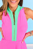 SSYS Seafoam Contrast Half Zip Active Dress In Neon Pink