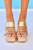 Gold Double Strap Platform Sandals
