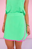 SSYS Carla Hot Pink Trim Contrast Floral Terry Wrap Skort In Lime
