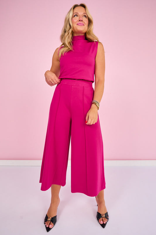 SSYS Lillian Ponte Cropped Wide Leg Pants In Orchid