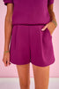 SSYS Ryan Air Flat Front Shorts In Berry