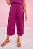 SSYS Flat Front Air Wide Leg Cropped Pants In Berry