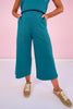 SSYS Flat Front Air Wide Leg Cropped Pants In Teal