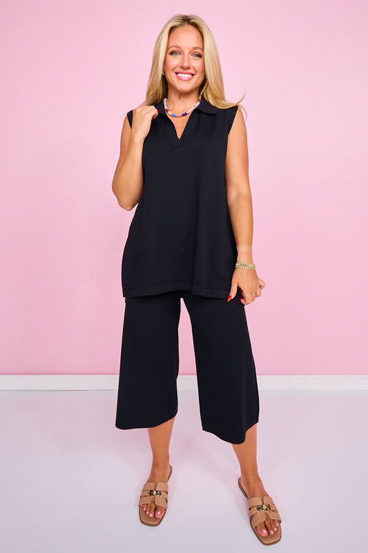 SSYS Hartley Wide Leg Knit Pants In Black
