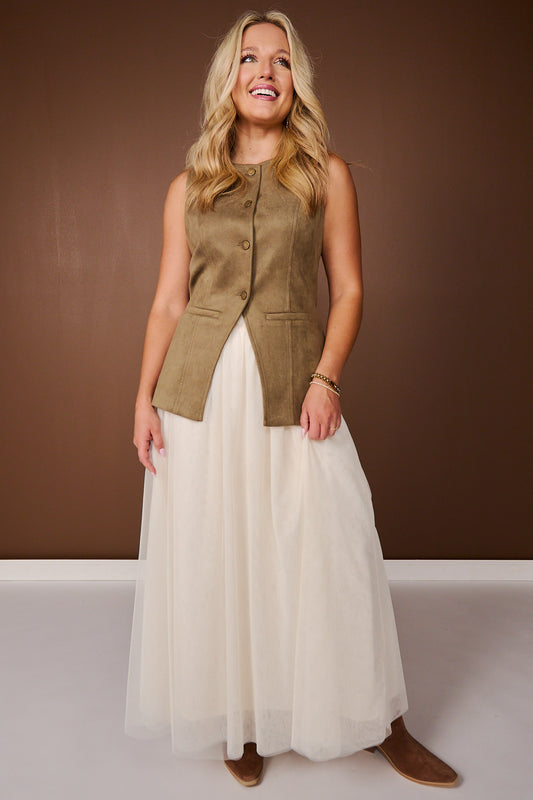 SSYS Dana Tulle Maxi Skirt In Ivory