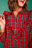 SSYS Finley Ruffle Detail Dress In Red Tartan