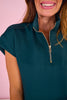 SSYS Pleated Hem Taylor Air 3/4 Zip Dress In Deep Teal