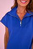 SSYS Pleated Hem Taylor Air 3/4 Zip Dress In Royal
