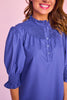 SSYS Maren Smocked Short Sleeve Dress In Dark Cobalt