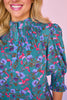 SSYS Maren Smocked Short Sleeve Dress In Teal Floral