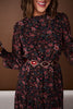 SSYS Danielle Long Sleeve Tiered Maxi Dress In Midnight Teal Floral