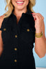 SSYS Reba V Neck Collar Black Denim Dress